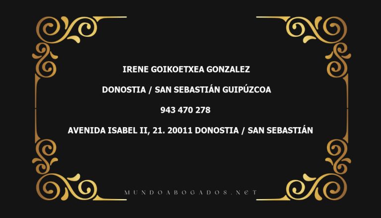 abogado Irene Goikoetxea Gonzalez en la localidad de Donostia / San Sebastián