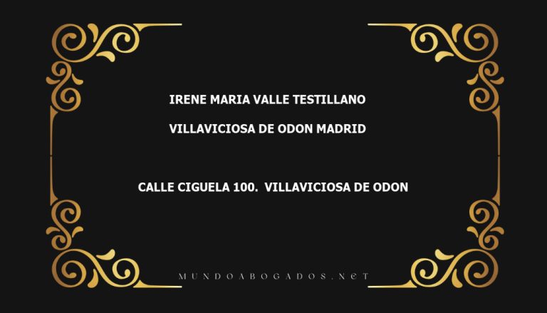 abogado Irene Maria Valle Testillano en la localidad de Villaviciosa de Odon