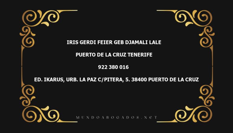 abogado Iris Gerdi Feier Geb Djamali Lale en la localidad de Puerto de la Cruz