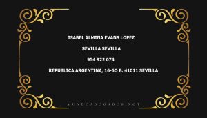 abogado Isabel Almina Evans Lopez en la localidad de Sevilla