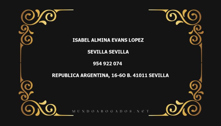 abogado Isabel Almina Evans Lopez en la localidad de Sevilla