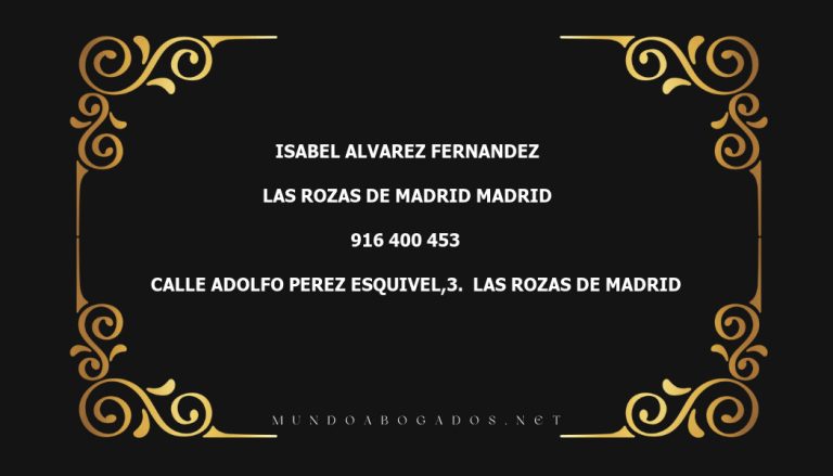 abogado Isabel Alvarez Fernandez en la localidad de Las Rozas de Madrid