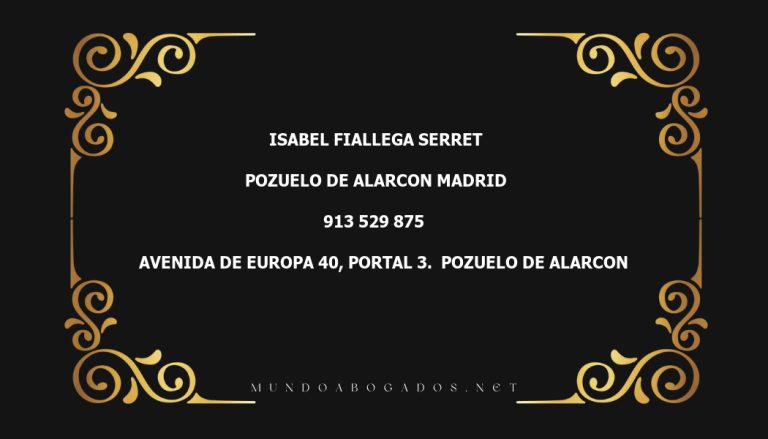 abogado Isabel Fiallega Serret en la localidad de Pozuelo de Alarcon