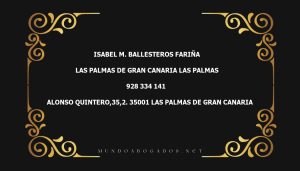 abogado Isabel M. Ballesteros Fariña en la localidad de Las Palmas de Gran Canaria