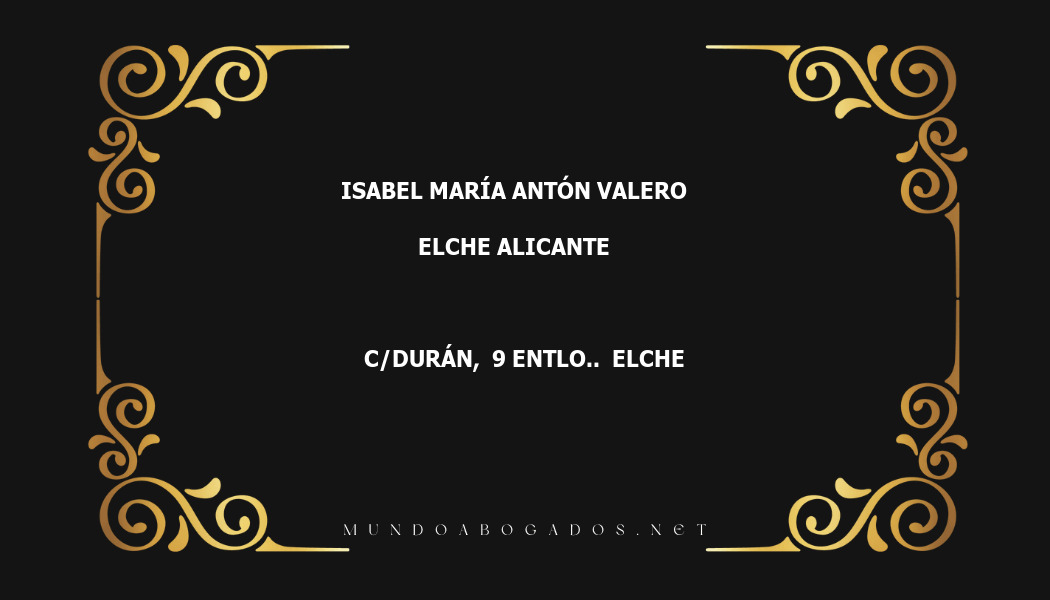 abogado Isabel María Antón Valero en la localidad de Elche