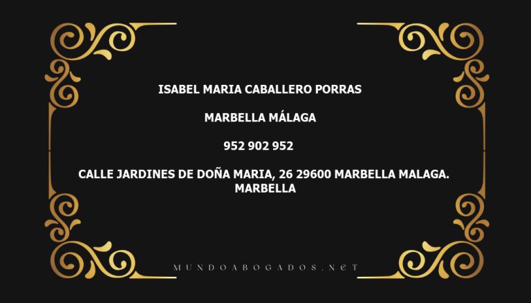 abogado Isabel Maria Caballero Porras en la localidad de Marbella