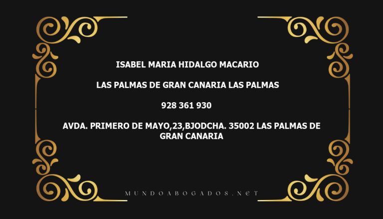 abogado Isabel Maria Hidalgo Macario en la localidad de Las Palmas de Gran Canaria