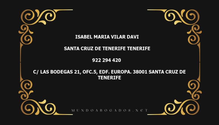 abogado Isabel Maria Vilar Davi en la localidad de Santa Cruz de Tenerife