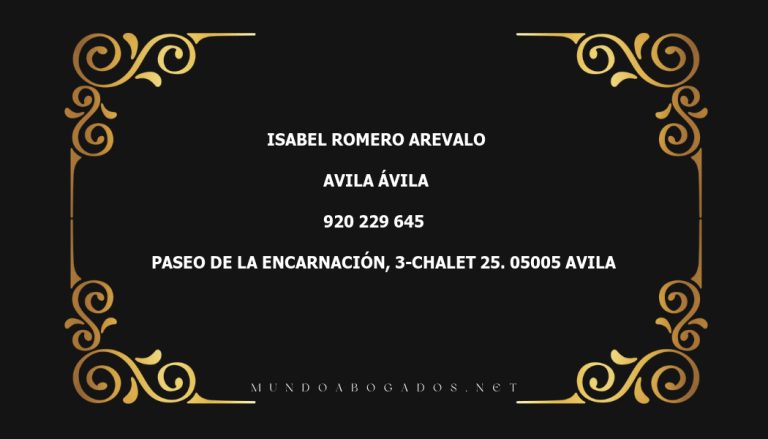 abogado Isabel Romero Arevalo en la localidad de Avila