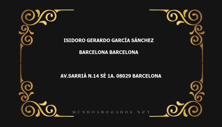 abogado Isidoro Gerardo García Sánchez en la localidad de Barcelona