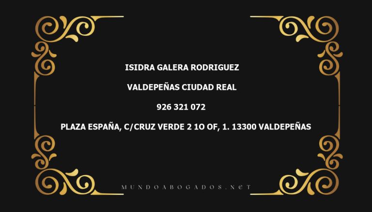 abogado Isidra Galera Rodriguez en la localidad de Valdepeñas