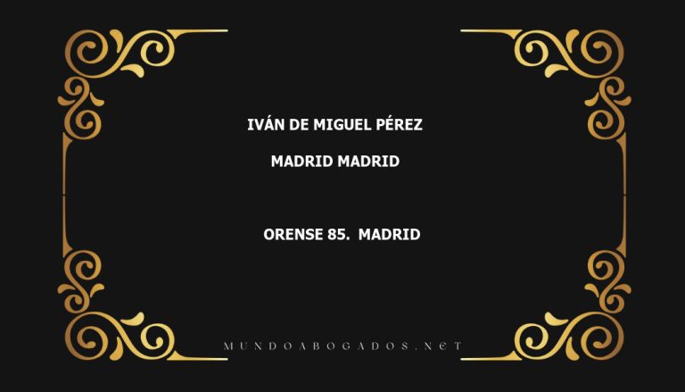 abogado Iván De Miguel Pérez en la localidad de Madrid