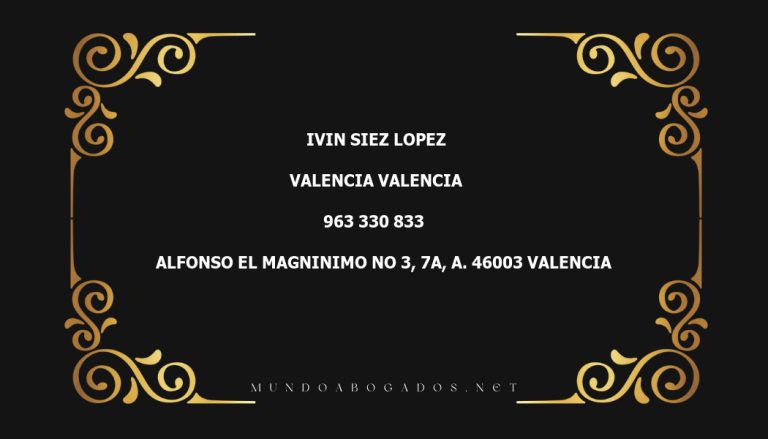 abogado Ivin Siez Lopez en la localidad de Valencia