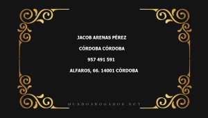 abogado Jacob Arenas Pérez en la localidad de Córdoba