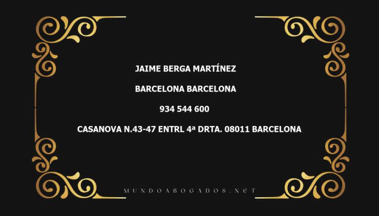 abogado Jaime Berga Martínez en la localidad de Barcelona