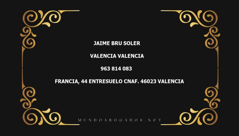 abogado Jaime Bru Soler en la localidad de Valencia