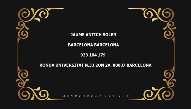 abogado Jaume Antich Soler en la localidad de Barcelona