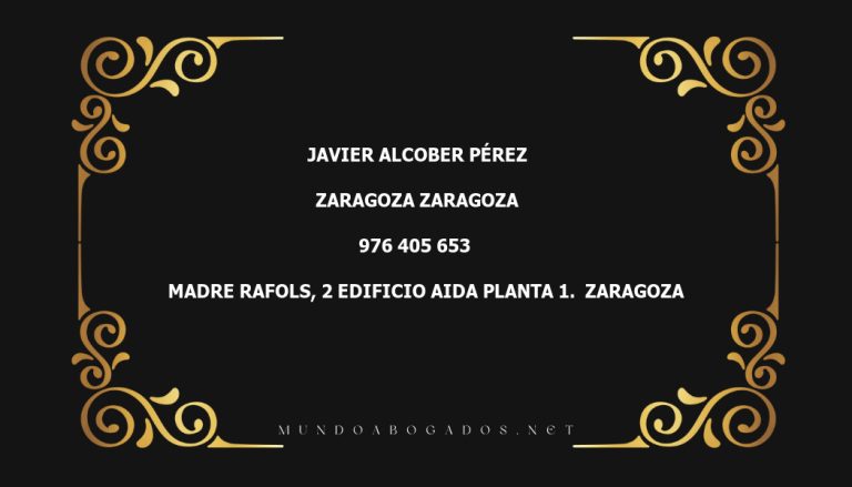 abogado Javier Alcober Pérez en la localidad de Zaragoza