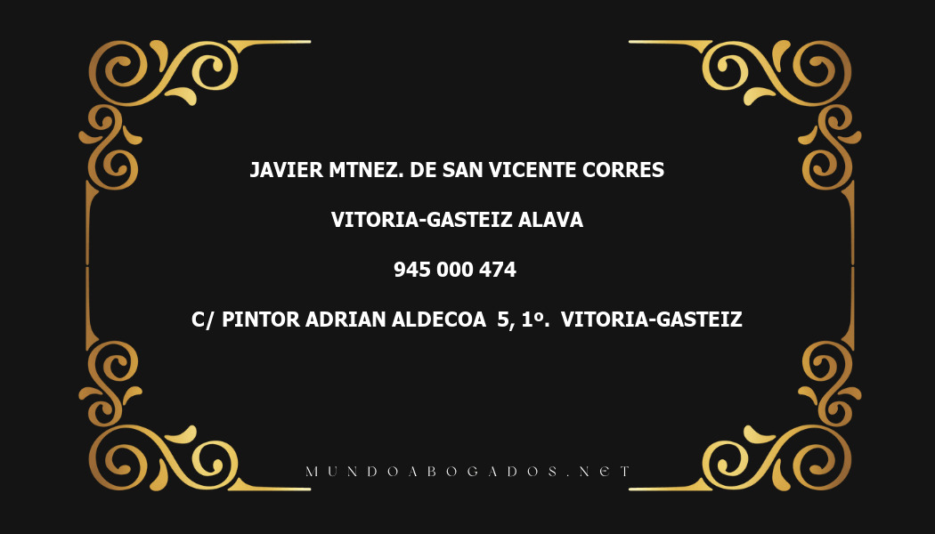 abogado Javier Mtnez. De San Vicente Corres en la localidad de Vitoria-Gasteiz