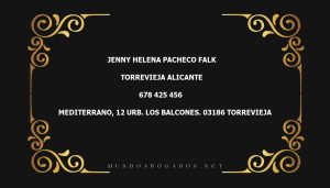 abogado Jenny Helena Pacheco Falk en la localidad de Torrevieja