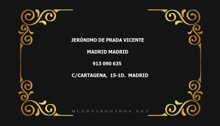 abogado Jeronimo De Prada Vicente en la localidad de Madrid