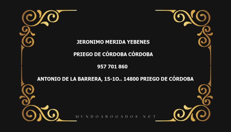 abogado Jeronimo Merida Yebenes en la localidad de Priego de Córdoba