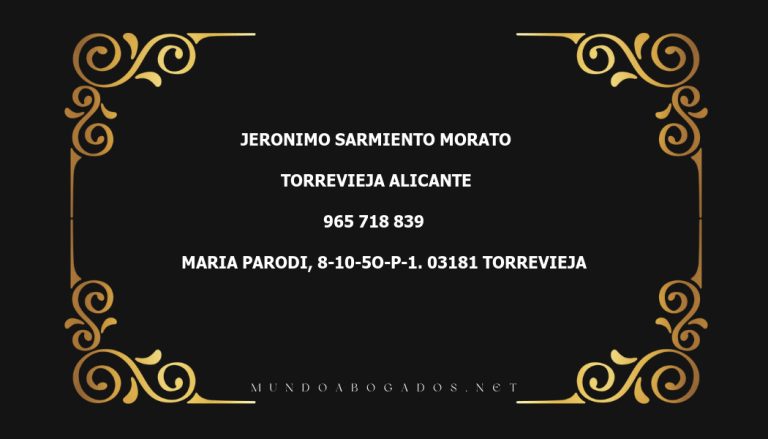 abogado Jeronimo Sarmiento Morato en la localidad de Torrevieja