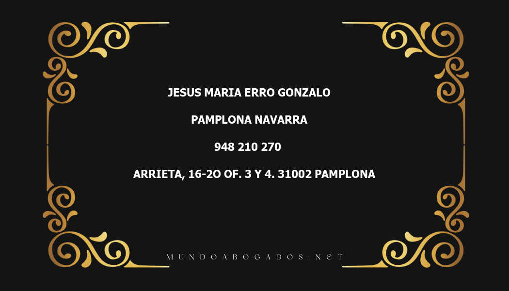 abogado Jesus Maria Erro Gonzalo en la localidad de Pamplona