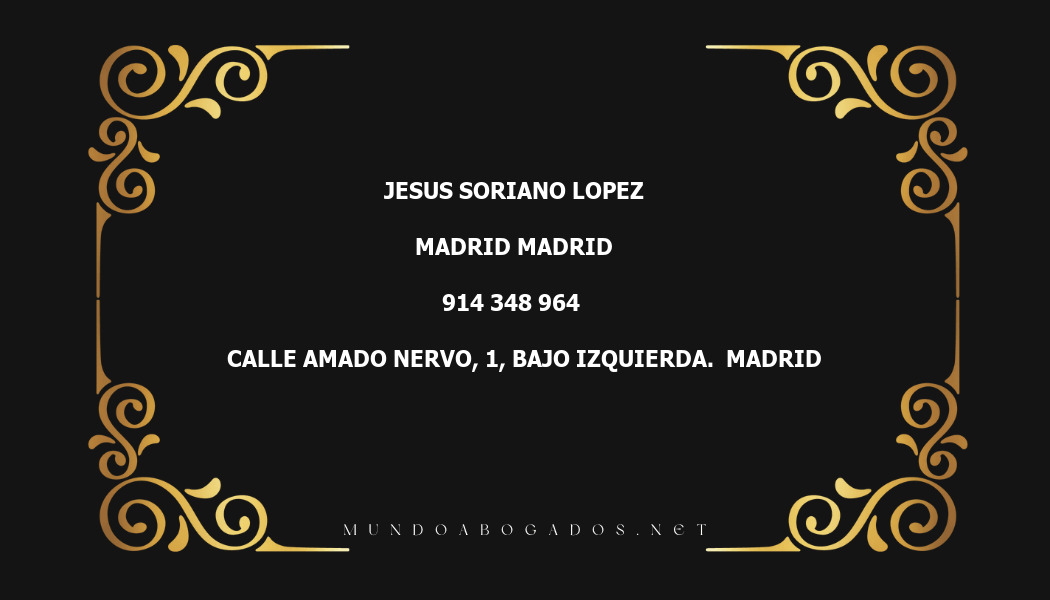 abogado Jesus Soriano Lopez en la localidad de Madrid