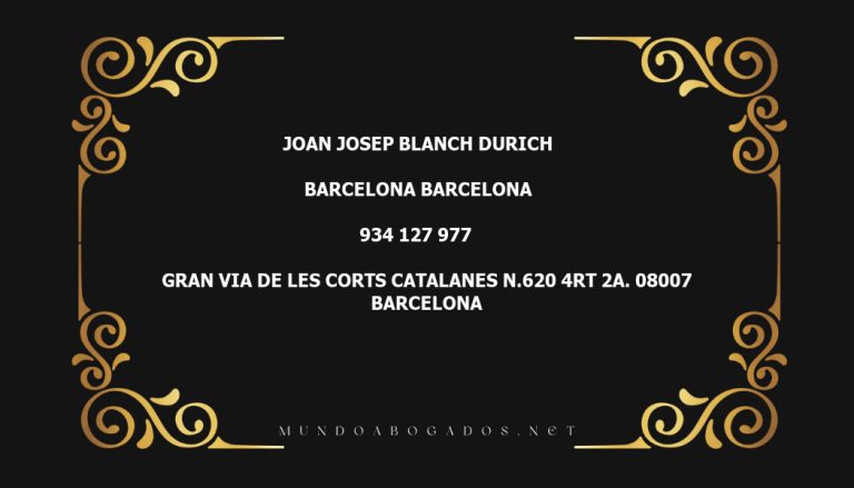 abogado Joan Josep Blanch Durich en la localidad de Barcelona