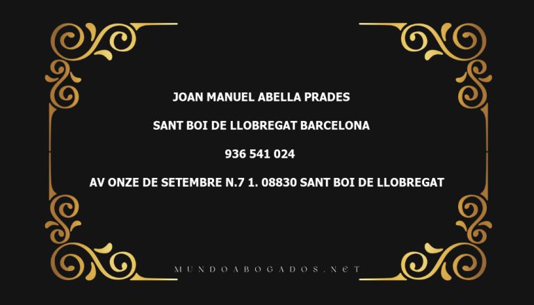 abogado Joan Manuel Abella Prades en la localidad de Sant Boi de Llobregat