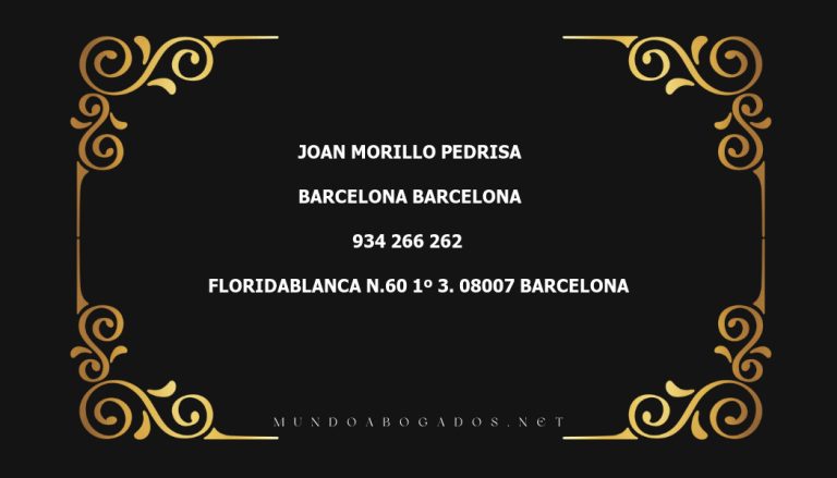 abogado Joan Morillo Pedrisa en la localidad de Barcelona