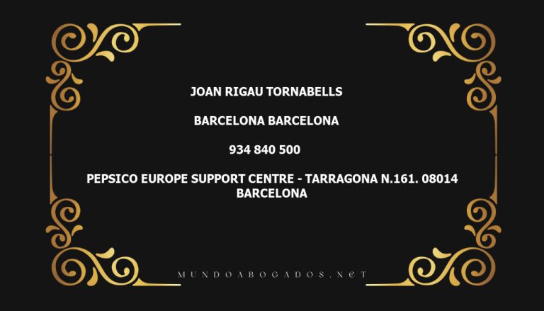 abogado Joan Rigau Tornabells en la localidad de Barcelona