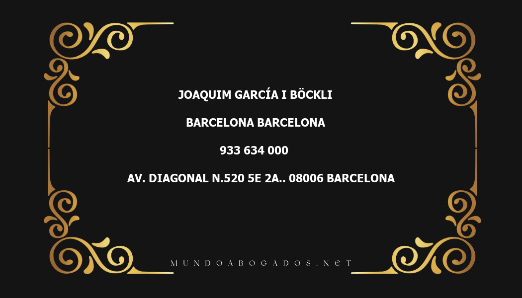 abogado Joaquim García I Böckli en la localidad de Barcelona