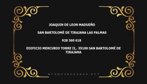 abogado Joaquin De Leon Madueño en la localidad de San Bartolomé de Tirajana