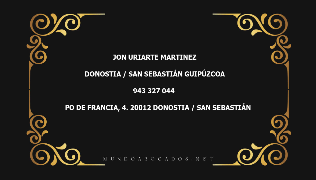 abogado Jon Uriarte Martinez en la localidad de Donostia / San Sebastián