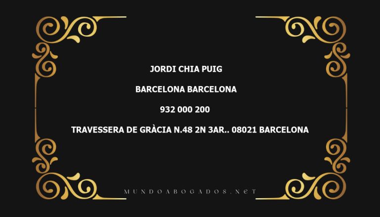 abogado Jordi Chia Puig en la localidad de Barcelona