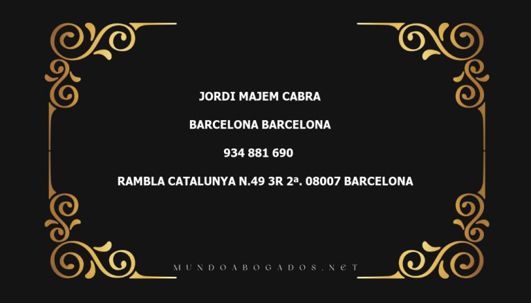 abogado Jordi Majem Cabra en la localidad de Barcelona