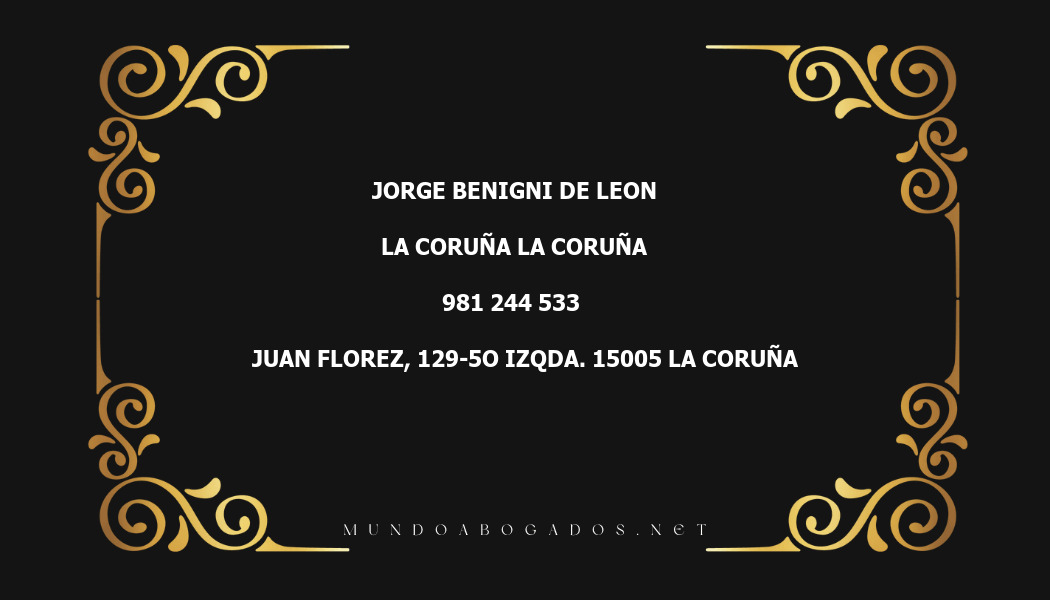 abogado Jorge Benigni De Leon en la localidad de La Coruña