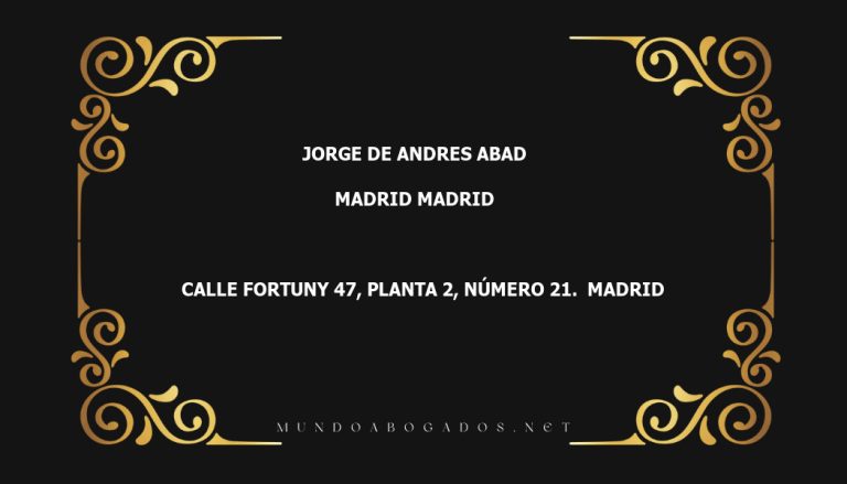 abogado Jorge De Andres Abad en la localidad de Madrid