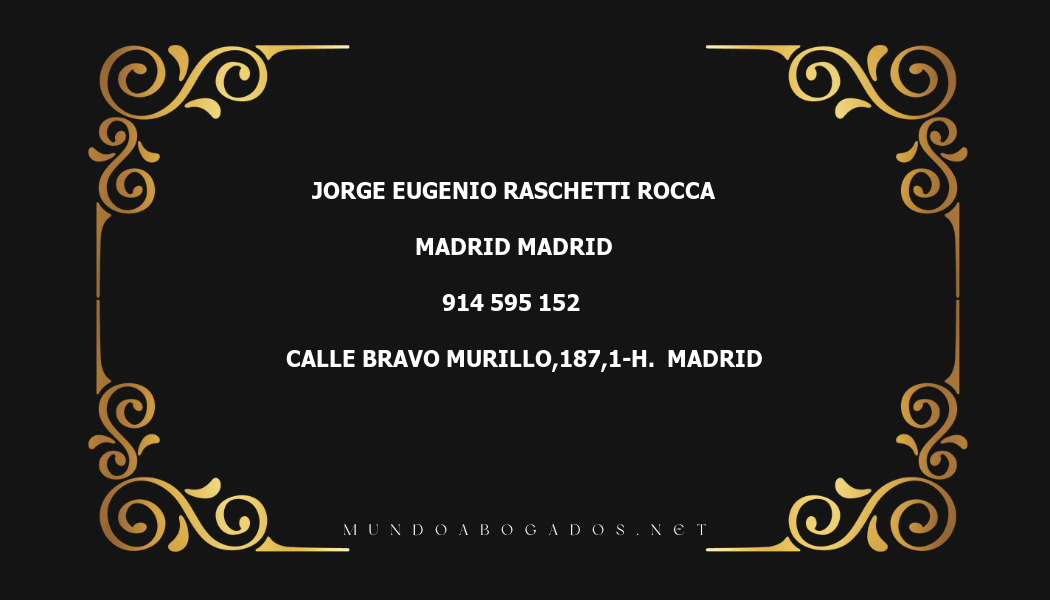 abogado Jorge Eugenio Raschetti Rocca en la localidad de Madrid