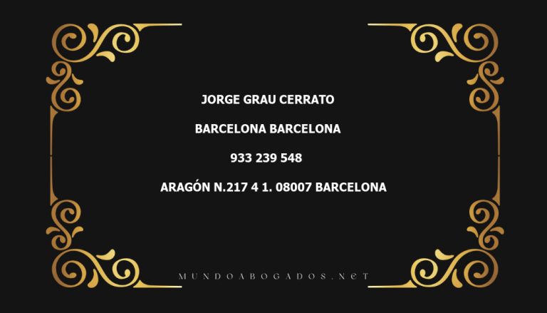 abogado Jorge Grau Cerrato en la localidad de Barcelona