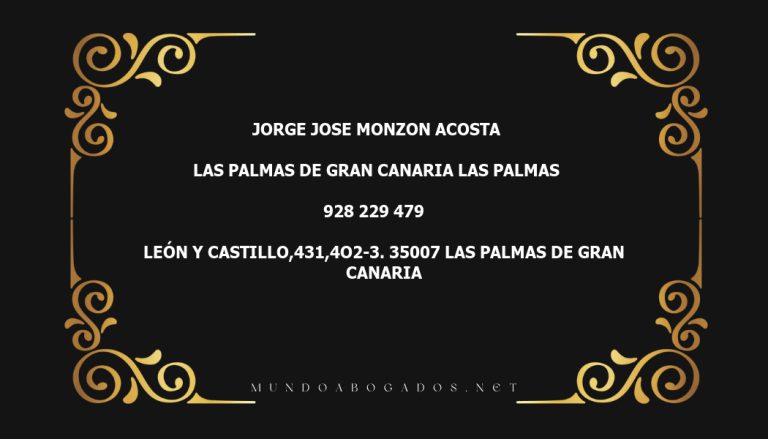 abogado Jorge Jose Monzon Acosta en la localidad de Las Palmas de Gran Canaria