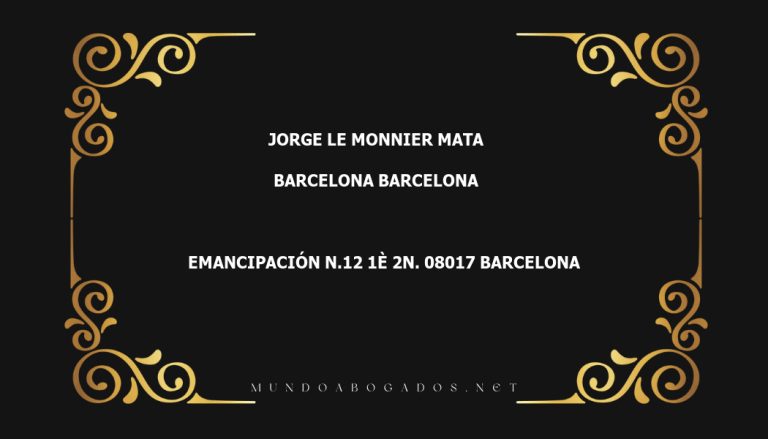 abogado Jorge Le Monnier Mata en la localidad de Barcelona