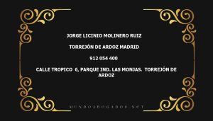 abogado Jorge Licinio Molinero Ruiz en la localidad de Torrejón de Ardoz