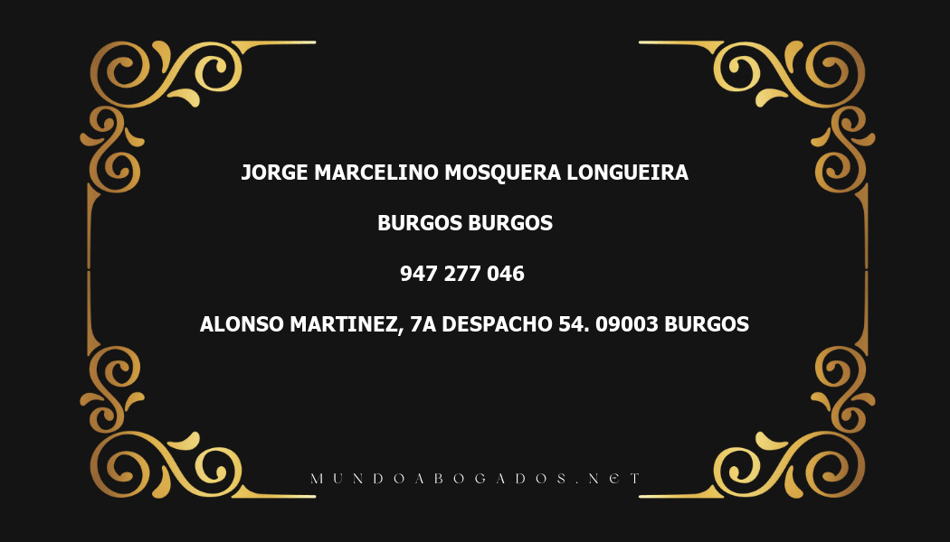 abogado Jorge Marcelino Mosquera Longueira en la localidad de Burgos