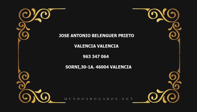 abogado Jose Antonio Belenguer Prieto en la localidad de Valencia