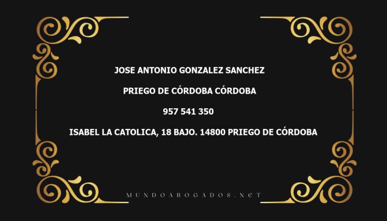 abogado Jose Antonio Gonzalez Sanchez en la localidad de Priego de Córdoba