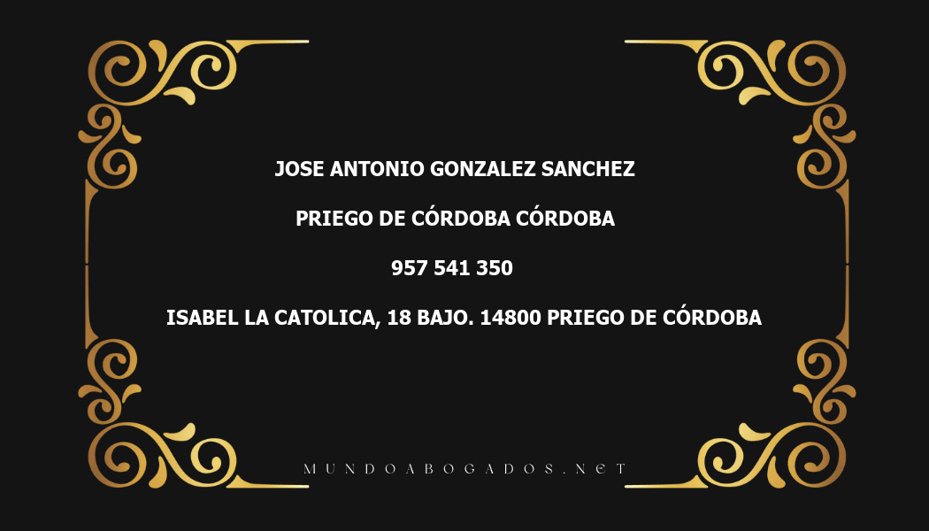 abogado Jose Antonio Gonzalez Sanchez en la localidad de Priego de Córdoba