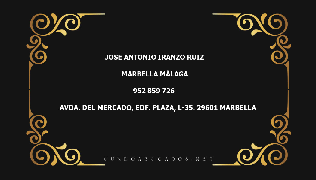 abogado Jose Antonio Iranzo Ruiz en la localidad de Marbella